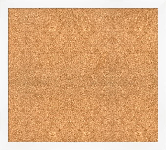 Amanti Art Natural Cork Board for Wall, 37x41 Vision Board with White Frame, Oversize Corkboard Office Decor for Home Organization, Modern Corkboard Pinboard to Display Items for Home Organization in