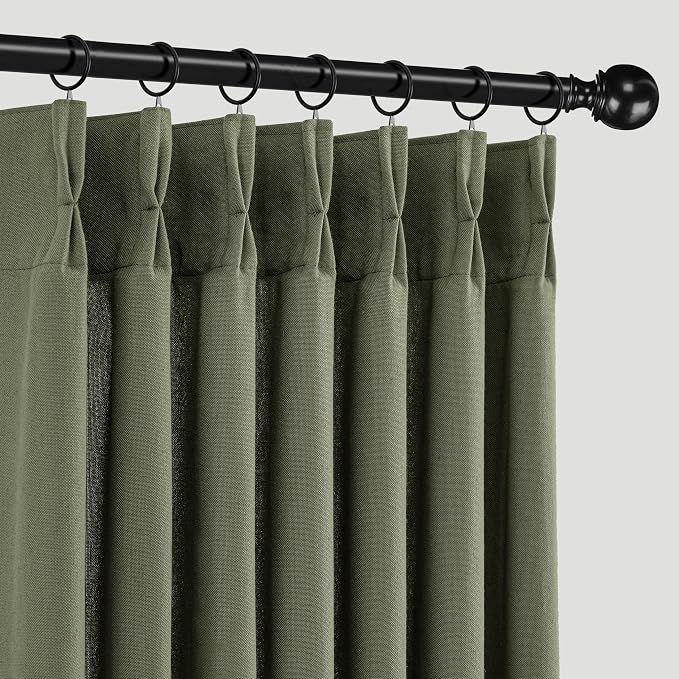 Memory Trained Pinch Pleated Curtains 108 Inches Long, Linen Pinch Pleat Sheer by ANRODUO