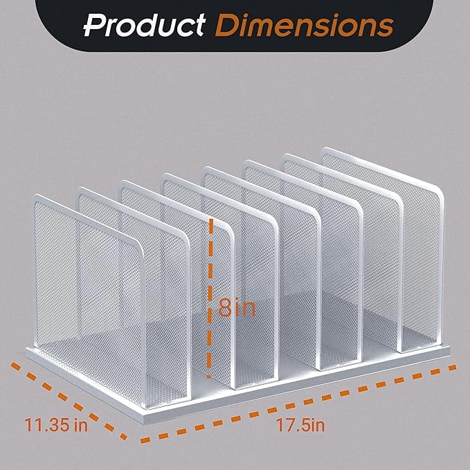 Kuntine.B Desk File Organizer Upright Mesh Desktop Organizer File Sorter Office Organization File Holder for Home, Office & Classroom (Silver, 2 Pack 7-Section)