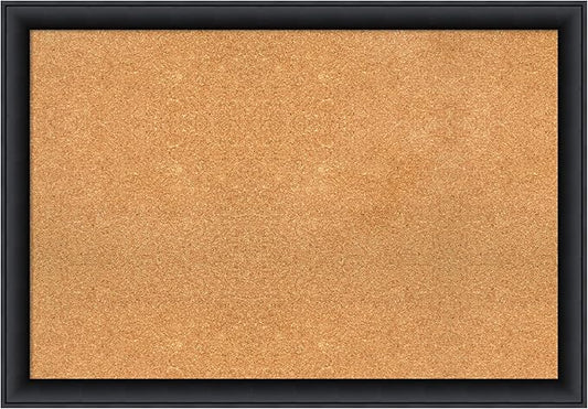 Amanti Art Natural Cork Board for Wall, 27x39 Vision Board with Black Wood Frame, Large Corkboard Office Decor for Home Organization, Modern Contemporary Corkboard Pinboard to display items for home
