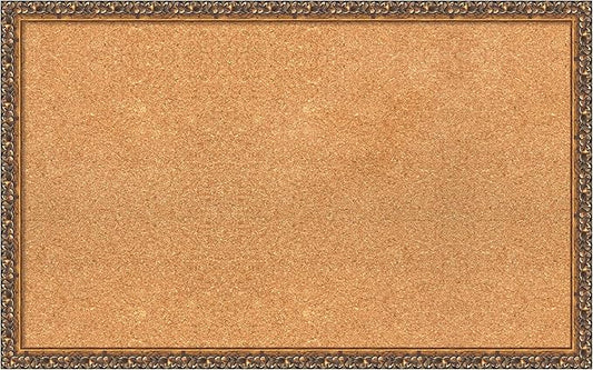 Amanti Art Natural Cork Board for Wall, 20x32 Vision Board with Bronze Frame, Medium Corkboard Office Decor for Home Organization, Traditional Corkboard Pinboard to Display Items for Home