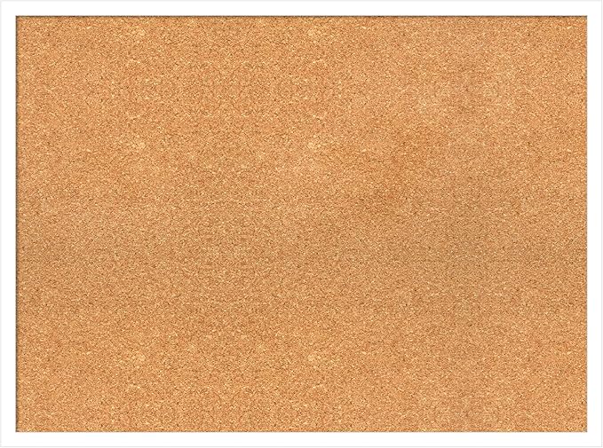 Amanti Art Natural Cork Board for Wall, 23x31 Vision Board with White Frame, Large Corkboard Office Decor for Home Organization, Modern Corkboard Pinboard to Display Items for Home Organization in