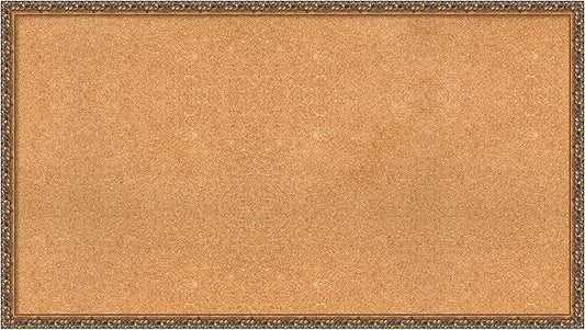 Amanti Art Natural Cork Board for Wall, 26x46 Vision Board with Bronze Frame, Oversize Corkboard Office Decor for Home Organization, Traditional Corkboard Pinboard to Display Items for Home