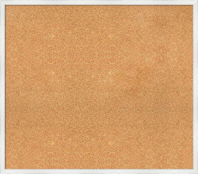 Amanti Art Natural Cork Board for Wall, 29x33 Vision Board with White Frame, Large Corkboard Office Decor for Home Organization, Country Rustic Corkboard Pinboard to Display Items for Home
