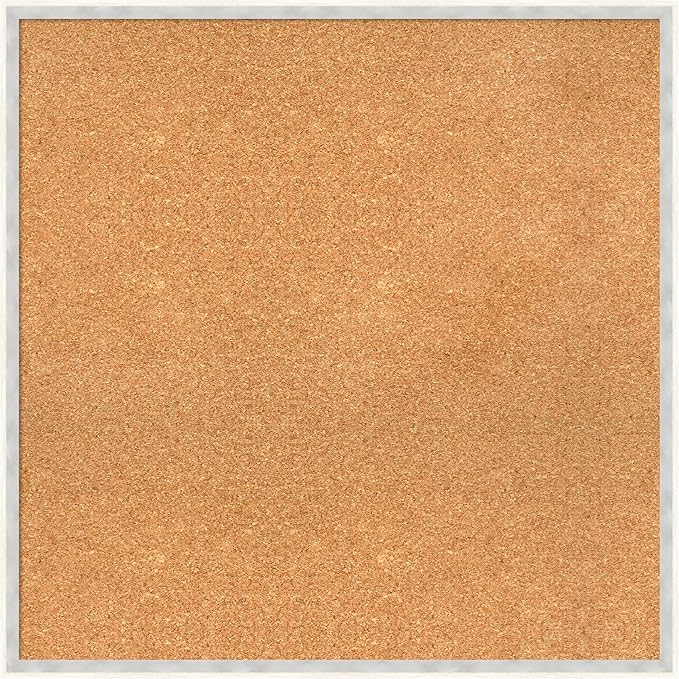 Amanti Art Natural Cork Board for Wall, 29x29 Vision Board with White Frame, Large Corkboard Office Decor for Home Organization, Modern Corkboard Pinboard to Display Items for Home Organization in