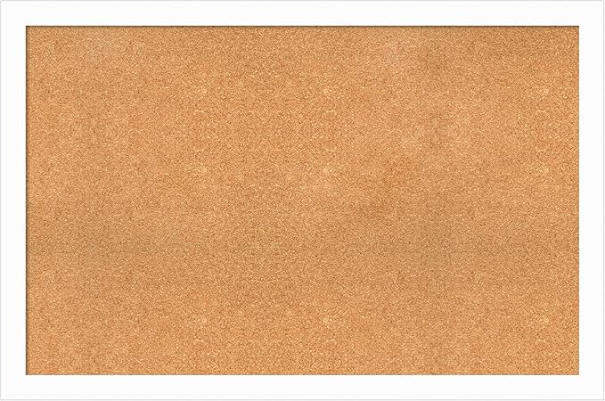 Amanti Art Natural Cork Board for Wall, 31x47 Vision Board with White Frame, Oversize Corkboard Office Decor for Home Organization, Casual Corkboard Pinboard to Display Items for Home Organization in