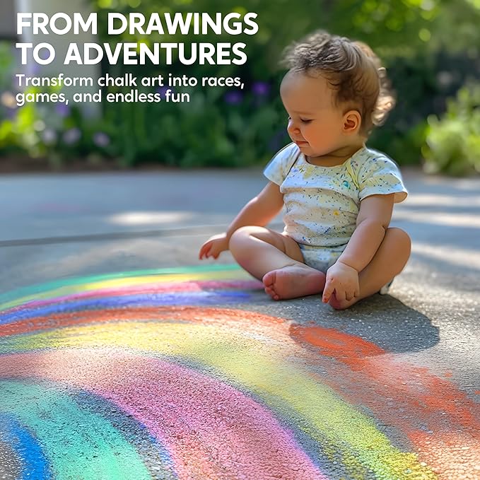 JOYIN 12 PCS Jumbo Sidewalk Chalk with 6 Colors, Washable Sidewalk Chalk for Kids, Non-Toxic School Supplies, Outdoor Games, Playground Accessories