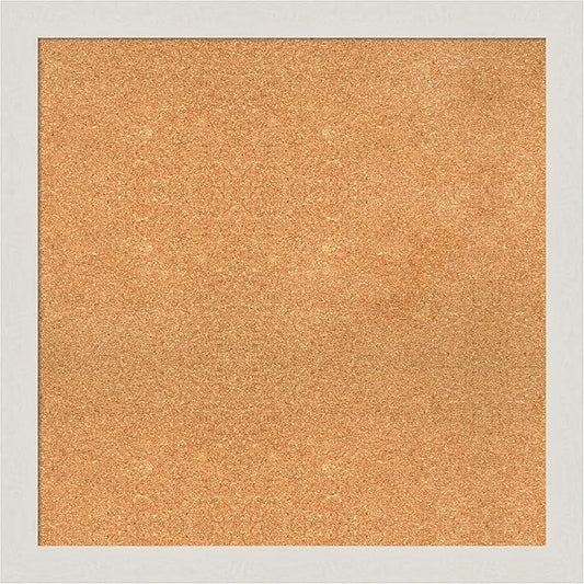 Amanti Art Natural Cork Board for Wall, 31x31 Vision Board with White Frame, Large Corkboard Office Decor for Home Organization, Country Rustic Corkboard Pinboard to Display Items for Home