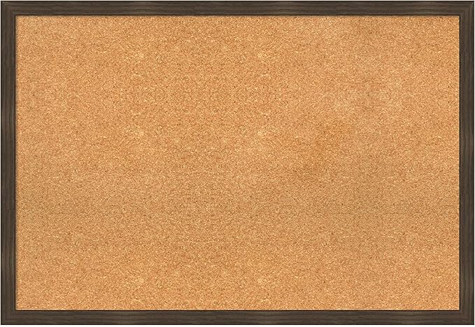 Amanti Art Natural Cork Board for Wall, 26x38 Vision Board with Brown Wood Frame, Large Corkboard Office Decor for Home Organization, Casual Corkboard Pinboard to display items for home organization