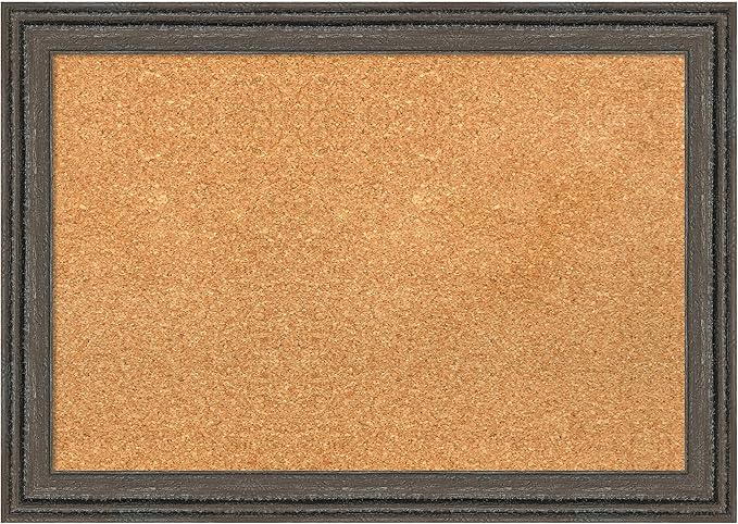Amanti Art Natural Cork Board for Wall, 19x27 Vision Board with Brown Wood Frame, Medium Corkboard Office Decor for Home Organization, Rustic Farmhouse Corkboard Pinboard to display items for home