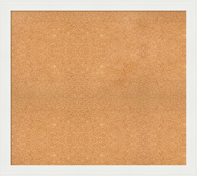 Amanti Art Natural Cork Board for Wall, 33x37 Vision Board with White Frame, Large Corkboard Office Decor for Home Organization, Casual Corkboard Pinboard to Display Items for Home Organization in
