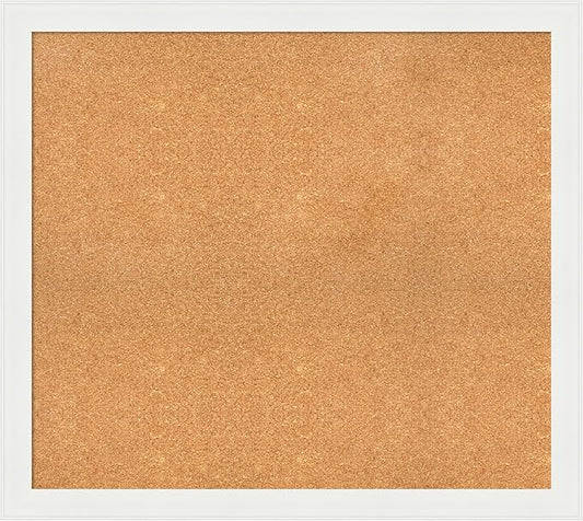 Amanti Art Natural Cork Board for Wall, 33x37 Vision Board with White Frame, Large Corkboard Office Decor for Home Organization, Casual Corkboard Pinboard to Display Items for Home Organization in