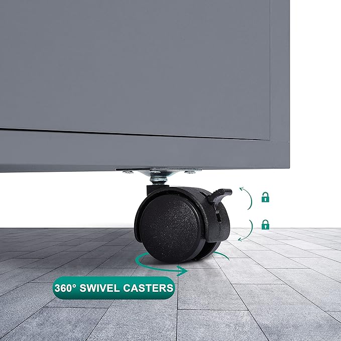 Naomi Home Office Wooden File Cabinets for Home Office Lateral Mobile File Cabinet Mobile Storage Cabinet Filing Storage Drawer Gray/7 Drawer