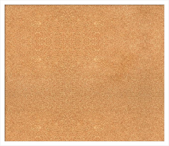 Amanti Art Natural Cork Board for Wall, 25x29 Vision Board with White Frame, Large Corkboard Office Decor for Home Organization, Modern Corkboard Pinboard to Display Items for Home Organization in