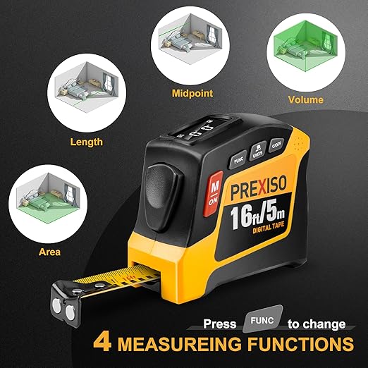 PREXISO 2-in-1 Digital Tape Measure - 16Ft Rechargeable Measuring Tape - Image 5