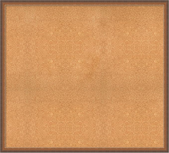 Amanti Art Natural Cork Board for Wall, 38x42 Vision Board with Bronze Frame, Oversize Corkboard Office Decor for Home Organization, Modern Corkboard Pinboard to Display Items for Home Organization