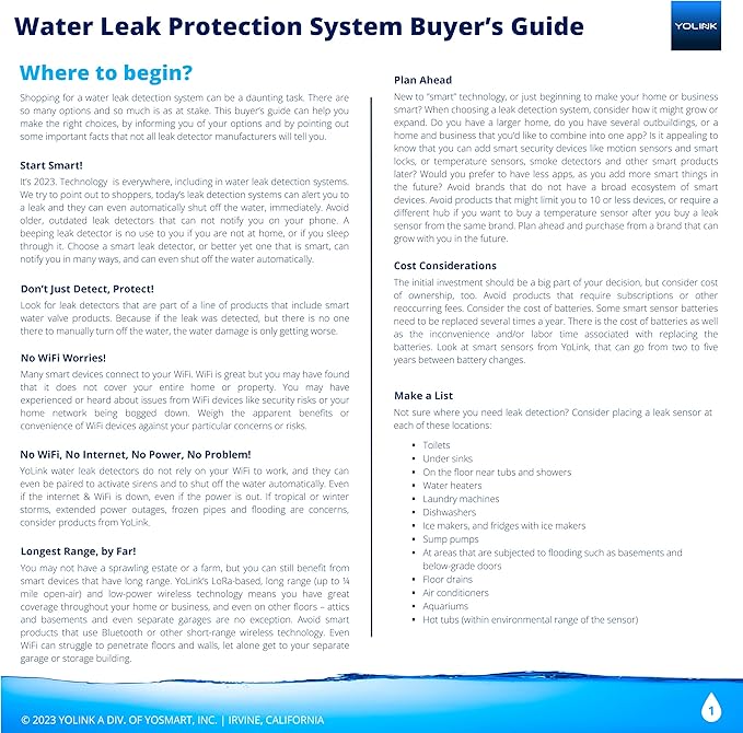 YoLink Water Leak Detection Starter Kit, w/SpeakerHub Audio/Talking Hub & Water - Image 4