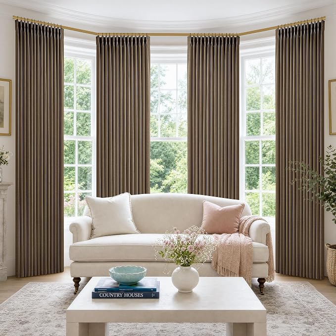 Extra Long 112 Inch Pinch Pleated Living Room Curtains 4 Panels Set, Chocolate - Image 8