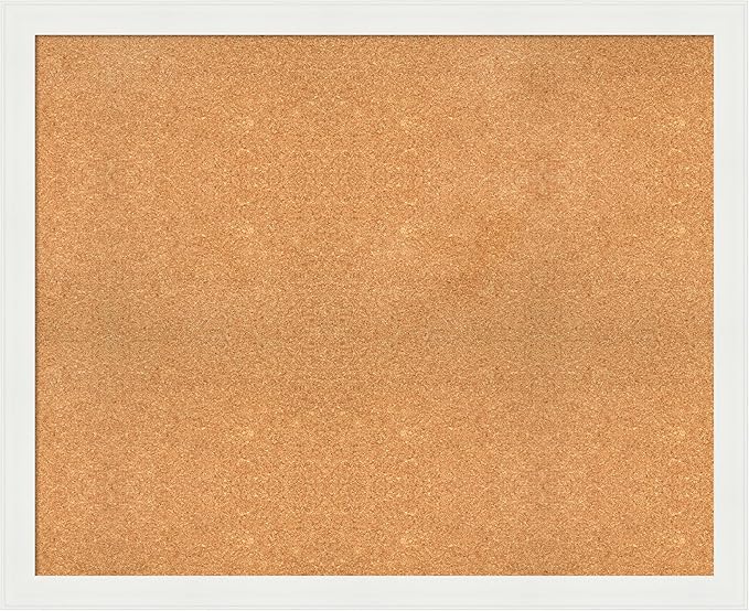 Amanti Art Natural Cork Board for Wall, 35x43 Vision Board with White Frame, X-Large Corkboard Office Decor for Home Organization, Casual Corkboard Pinboard to Display Items for Home Organization in