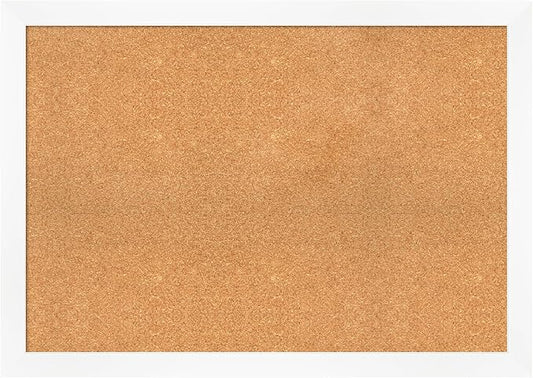 Amanti Art Natural Cork Board for Wall, 29x41 Vision Board with White Frame, Large Corkboard Office Decor for Home Organization, Modern Corkboard Pinboard to Display Items for Home Organization in