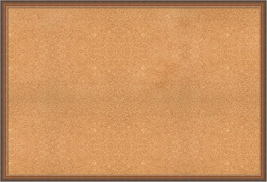 Amanti Art Natural Cork Board for Wall, 34x50 Vision Board with Bronze Frame, Oversize Corkboard Office Decor for Home Organization, Modern Corkboard Pinboard to Display Items for Home Organization