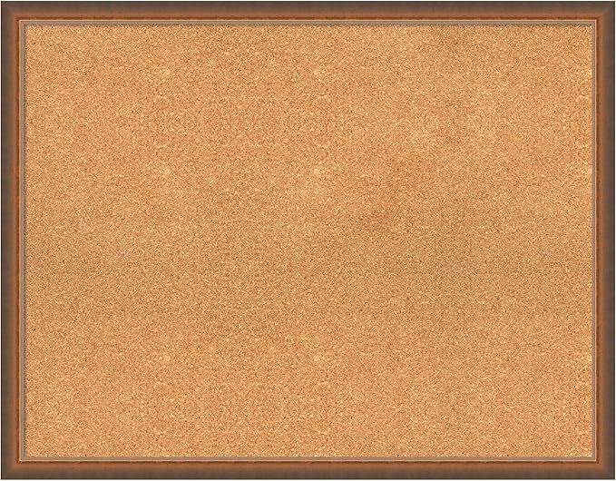 Amanti Art Natural Cork Board for Wall, 28x36 Vision Board with Bronze Frame, Large Corkboard Office Decor for Home Organization, Modern Corkboard Pinboard to Display Items for Home Organization in