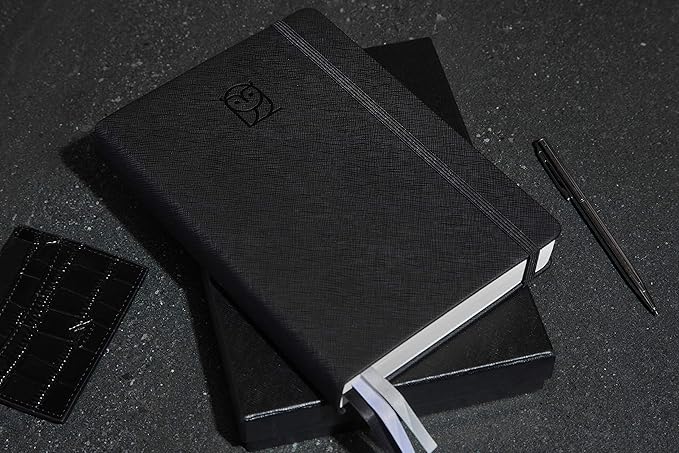 Undated Daily Planner – 6-Month A5 Productivity Organizer with Full Page Per Day, Hourly Schedule, Goal Setting, Habit Tracker, Weekly & Monthly Pages – Hardcover Time Management Notebook (Black)