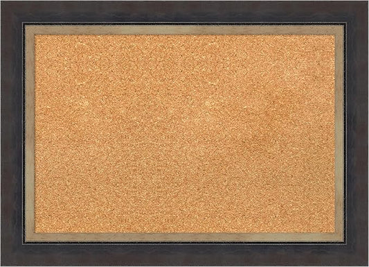 Amanti Art Natural Cork Board for Wall, 21x29 Vision Board with Black Wood Frame, Medium Corkboard Office Decor for Home Organization, Casual Corkboard Pinboard to Display Items for Home Organization