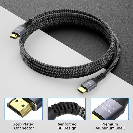 8K HDMI 2.1 Cable, Real Certified Cable, Ultra HD Braided Cord, Supports - Image 2