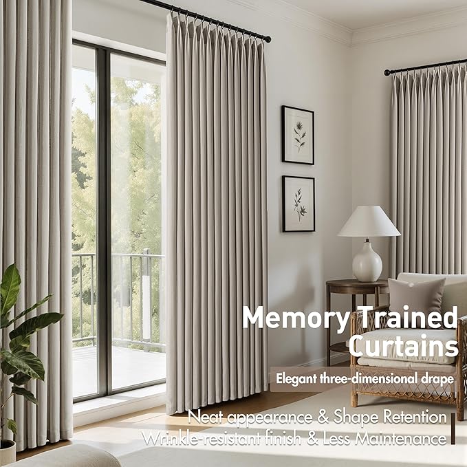 Memory Trained Pinch Pleated Curtains 84 Inches Long, Viral Linen Pinch Pleat - Image 4