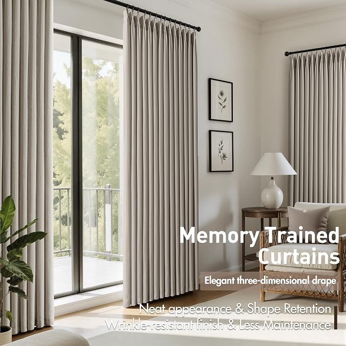 Memory Trained Pinch Pleated Curtains 84 Inches Long, Viral Linen Pinch Pleat - Image 4