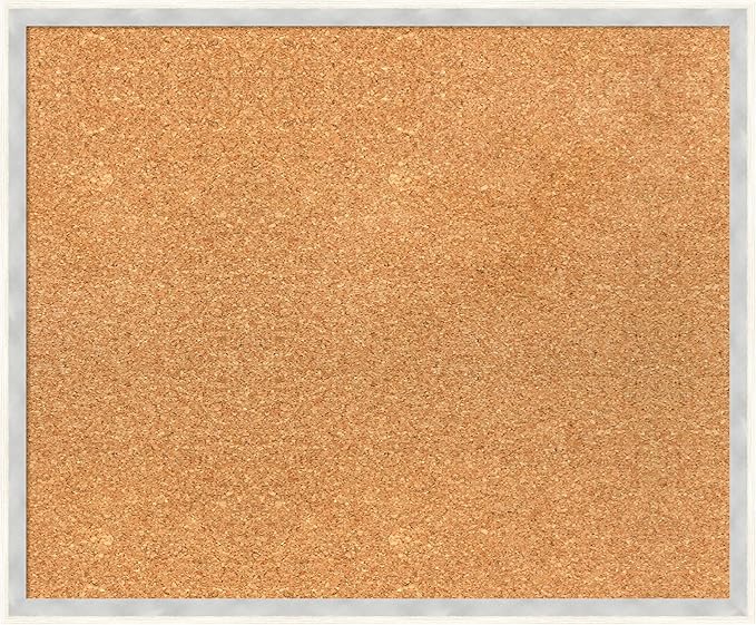 Amanti Art Natural Cork Board for Wall, 19x23 Vision Board with White Frame, Medium Corkboard Office Decor for Home Organization, Modern Corkboard Pinboard to Display Items for Home Organization in