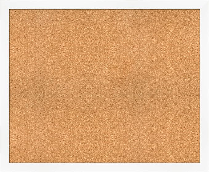 Amanti Art Natural Cork Board for Wall, 37x45 Vision Board with White Frame, Oversize Corkboard Office Decor for Home Organization, Modern Corkboard Pinboard to Display Items for Home Organization in