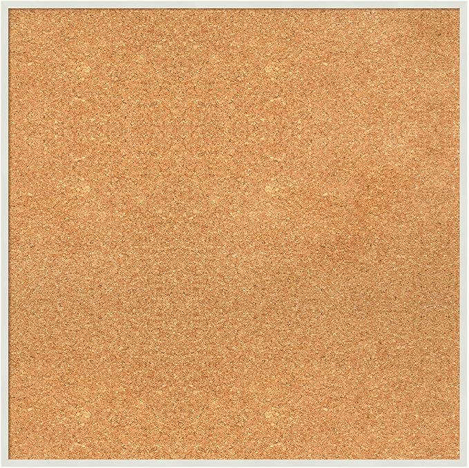 Amanti Art Natural Cork Board for Wall, 25x25 Vision Board with White Frame, Medium Corkboard Office Decor for Home Organization, Modern Corkboard Pinboard to Display Items for Home Organization in