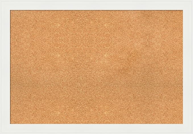 Amanti Art Natural Cork Board for Wall, 27x39 Vision Board with White Frame, Large Corkboard Office Decor for Home Organization, Casual Corkboard Pinboard to Display Items for Home Organization in