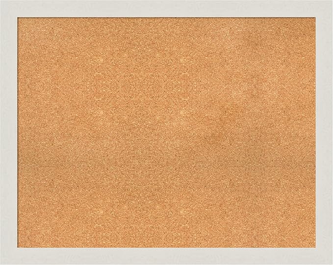 Amanti Art Natural Cork Board for Wall, 31x39 Vision Board with White Frame, Large Corkboard Office Decor for Home Organization, Country Rustic Corkboard Pinboard to Display Items for Home