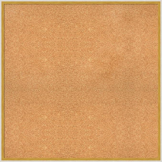 Amanti Art Natural Cork Board for Wall, 33x33 Vision Board with White Frame, Large Corkboard Office Decor for Home Organization, Modern Corkboard Pinboard to Display Items for Home Organization in