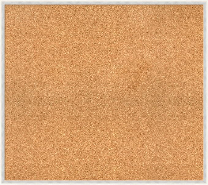 Amanti Art Natural Cork Board for Wall, 33x37 Vision Board with White Frame, X-Large Corkboard Office Decor for Home Organization, Modern Corkboard Pinboard to Display Items for Home Organization in