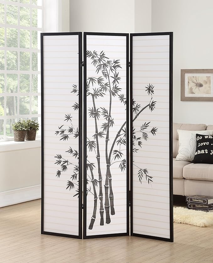 NicBex Room Divider 3 Panel Room Dividers with Oriental Style Partition Room Dividers and Folding Privacy Screens Wall Divider for Home, Office, Room Separation,72" W x 1" D x 72" H, Black