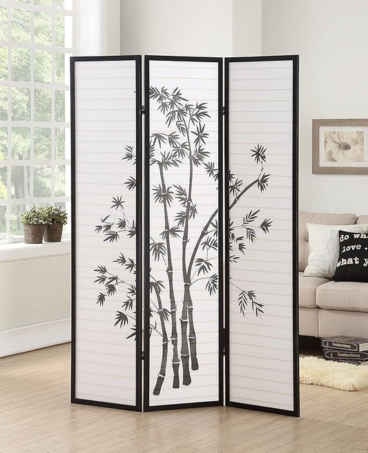 NicBex Room Divider 3 Panel Room Dividers with Oriental Style Partition Room Dividers and Folding Privacy Screens Wall Divider for Home, Office, Room Separation,72" W x 1" D x 72" H, Black