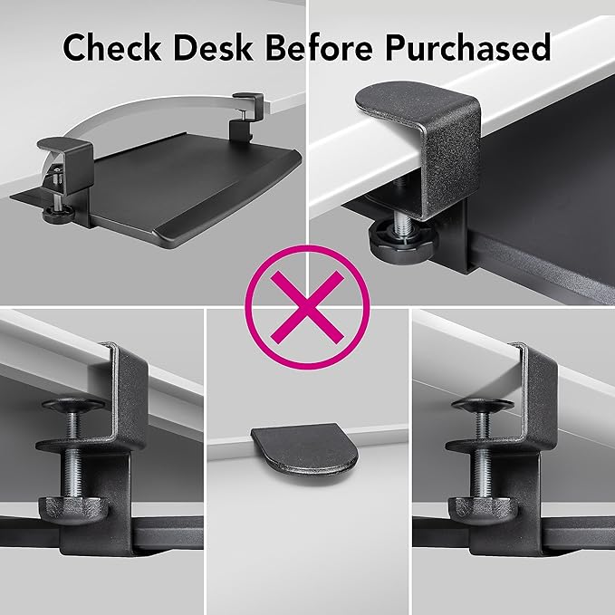 EHO Clamp-On Retractable Adjustable Keyboard Tray, Under Desk Ergonomic Keyboard Tray - Easy Tool-Free Install - Small with Wrist Rest 20" (24.8" Including Clamps) x 11.5" for Enhanced Typing Comfort