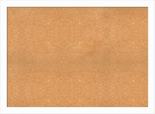 Amanti Art Natural Cork Board for Wall, 33x45 Vision Board with White Frame, Oversize Corkboard Office Decor for Home Organization, Casual Corkboard Pinboard to Display Items for Home Organization in