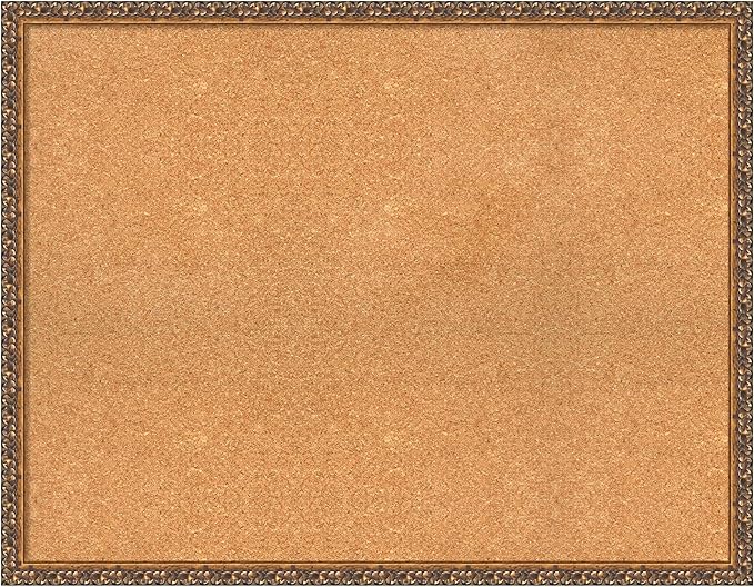 Amanti Art Natural Cork Board for Wall, 28x36 Vision Board with Bronze Frame, Large Corkboard Office Decor for Home Organization, Traditional Corkboard Pinboard to Display Items for Home Organization