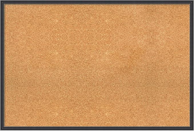 Amanti Art Natural Cork Board for Wall, 25x37 Vision Board with Black Wood Frame, Large Corkboard Office Decor for Home Organization, Traditional Corkboard Pinboard to display items for home