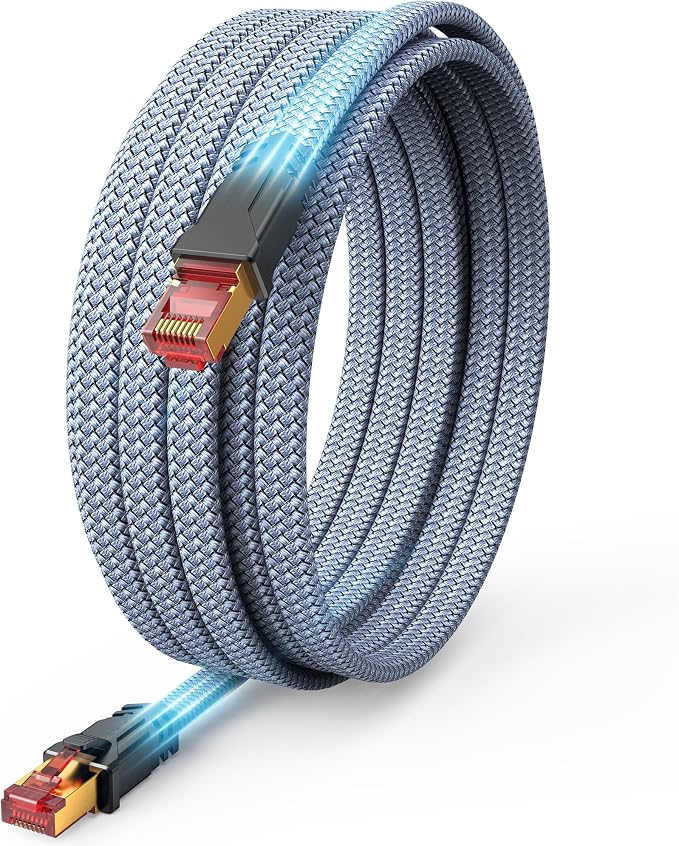 Snowkids Cat 8 Ethernet Cable 50 FT, Braided Heavy Duty High Speed by Snowkids