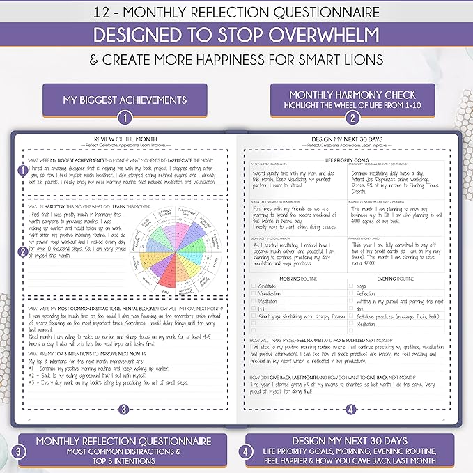 Hourly Planner - Undated Daily, Weekly & Monthly Planner with Budget Section | A 12 Month Journey to Increase Productivity & Happiness | Life Organizer & Gratitude Journal - Vertical Format