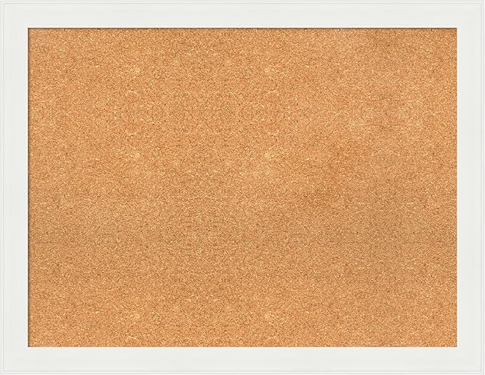 Amanti Art Natural Cork Board for Wall, 27x35 Vision Board with White Frame, Large Corkboard Office Decor for Home Organization, Casual Corkboard Pinboard to Display Items for Home Organization in