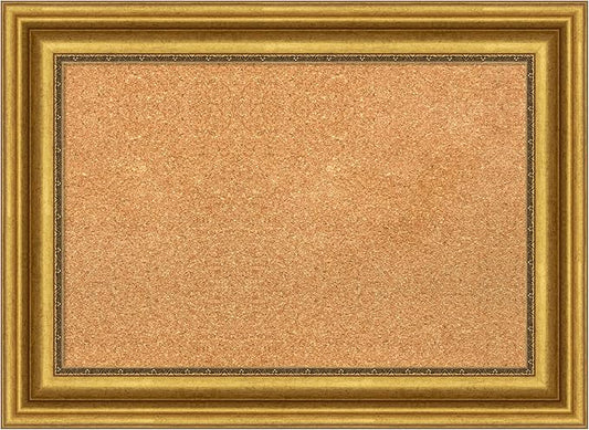 Amanti Art Natural Cork Board for Wall, 22x30 Vision Board with Gold Frame, Medium Corkboard Office Decor for Home Organization, Traditional Corkboard Pinboard to display items for home organization