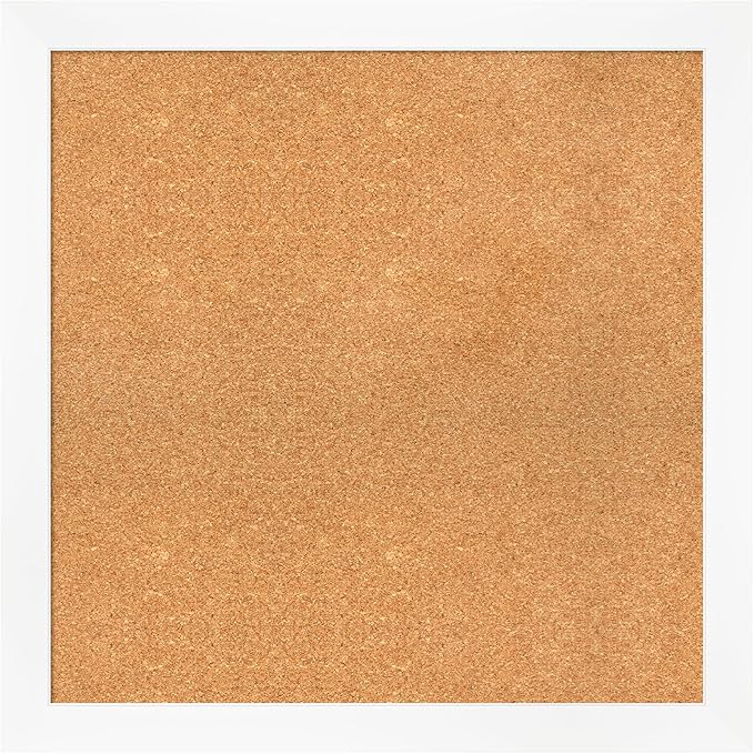 Amanti Art Natural Cork Board for Wall, 29x29 Vision Board with White Frame, Large Corkboard Office Decor for Home Organization, Modern Corkboard Pinboard to Display Items for Home Organization in