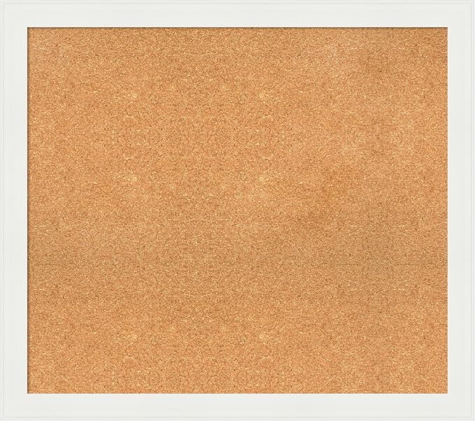 Amanti Art Natural Cork Board for Wall, 31x35 Vision Board with White Frame, Large Corkboard Office Decor for Home Organization, Casual Corkboard Pinboard to Display Items for Home Organization in